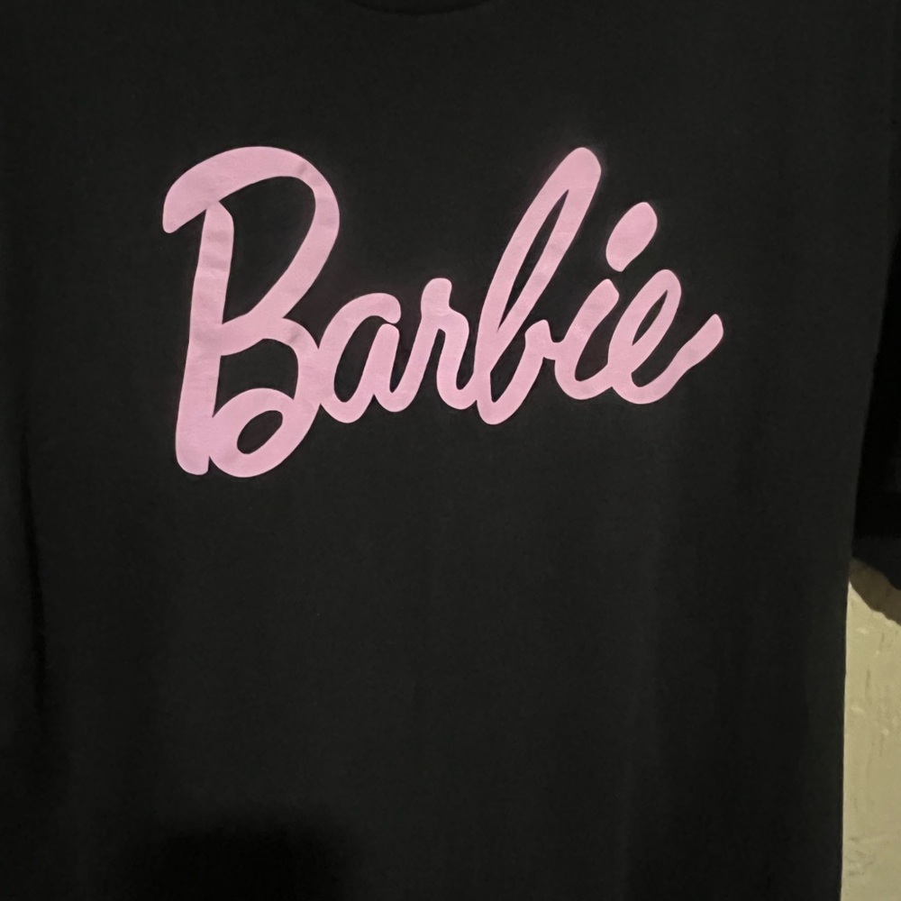 Barbie Women’s Black T-Shirt with Pink Logo